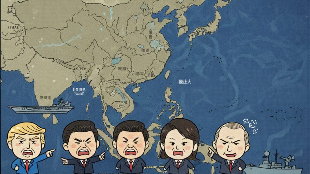 範圍更大、距離更近：中共「正義使命-2025」演習實測封鎖力道，劍指日本「台灣有事」戰略底線。（圖／nano banana，AI生成）