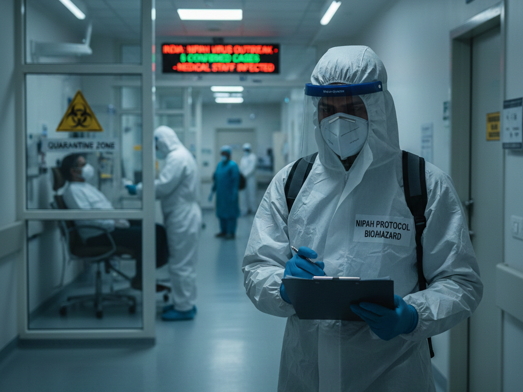 印度西孟加拉邦(West Bengal)再度傳出的「立百病毒」(Nipah Virus)群聚感染事件。(圖/nano banana)