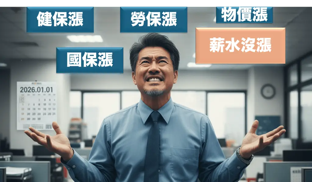 「三漲齊發」正式上路：勞、健、國保費用全面調升！（圖／nano banana)