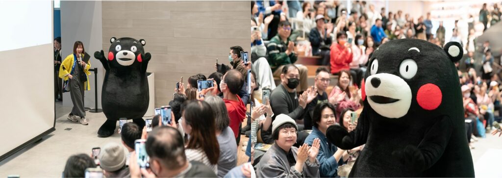 熊本熊驚喜現身台北展覽現場；推薦大家，把握各地直飛航班，春季到熊本賞櫻 ©2010 kumamoto pref.kumamon