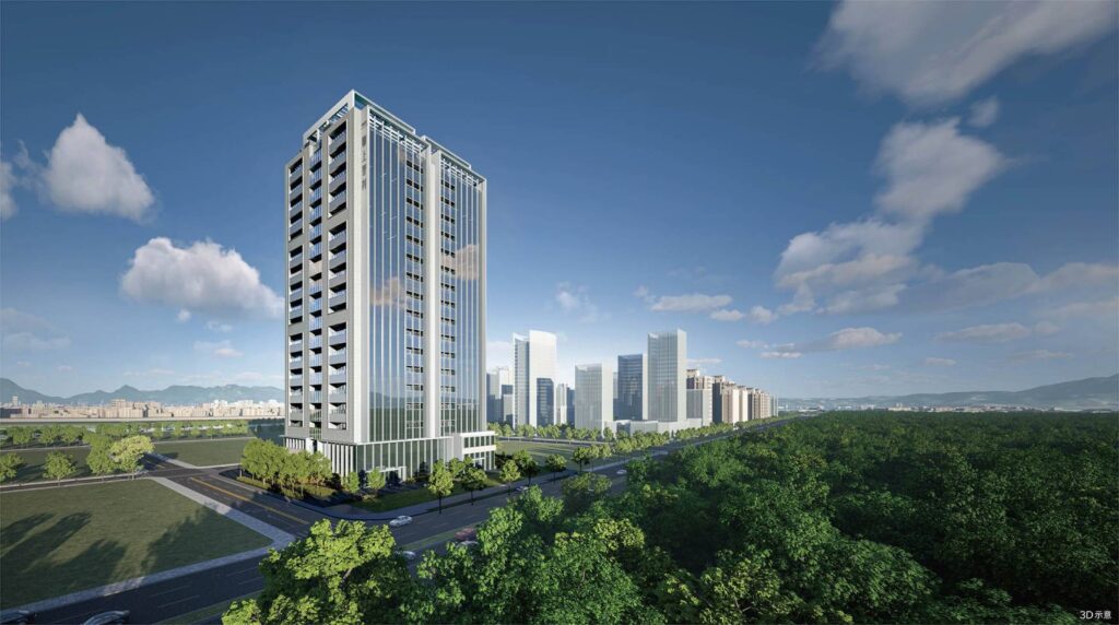 聯上智科3D建築立面與環境合成照示意圖。(圖/業者提供)