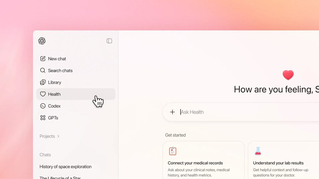 OpenAI宣布，正式向美國所有18歲以上用戶全面開放ChatGPT Health功能，涵蓋免費版、Go、Plus及Pro等所有方案。（圖／OpenAI）