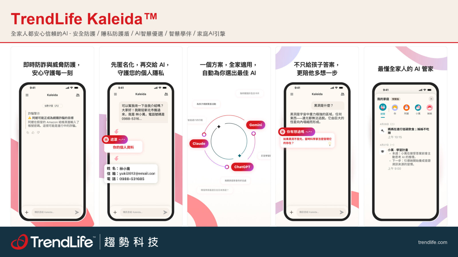 逾六成台灣家庭為AI掏腰包 趨勢科技推首款家庭AI方案 1 全球網路資安解決方案領導廠商趨勢科技旗下消費性事業群TrendLife™宣布推出TrendLife Kaleida™。(圖/趨勢科技提供)