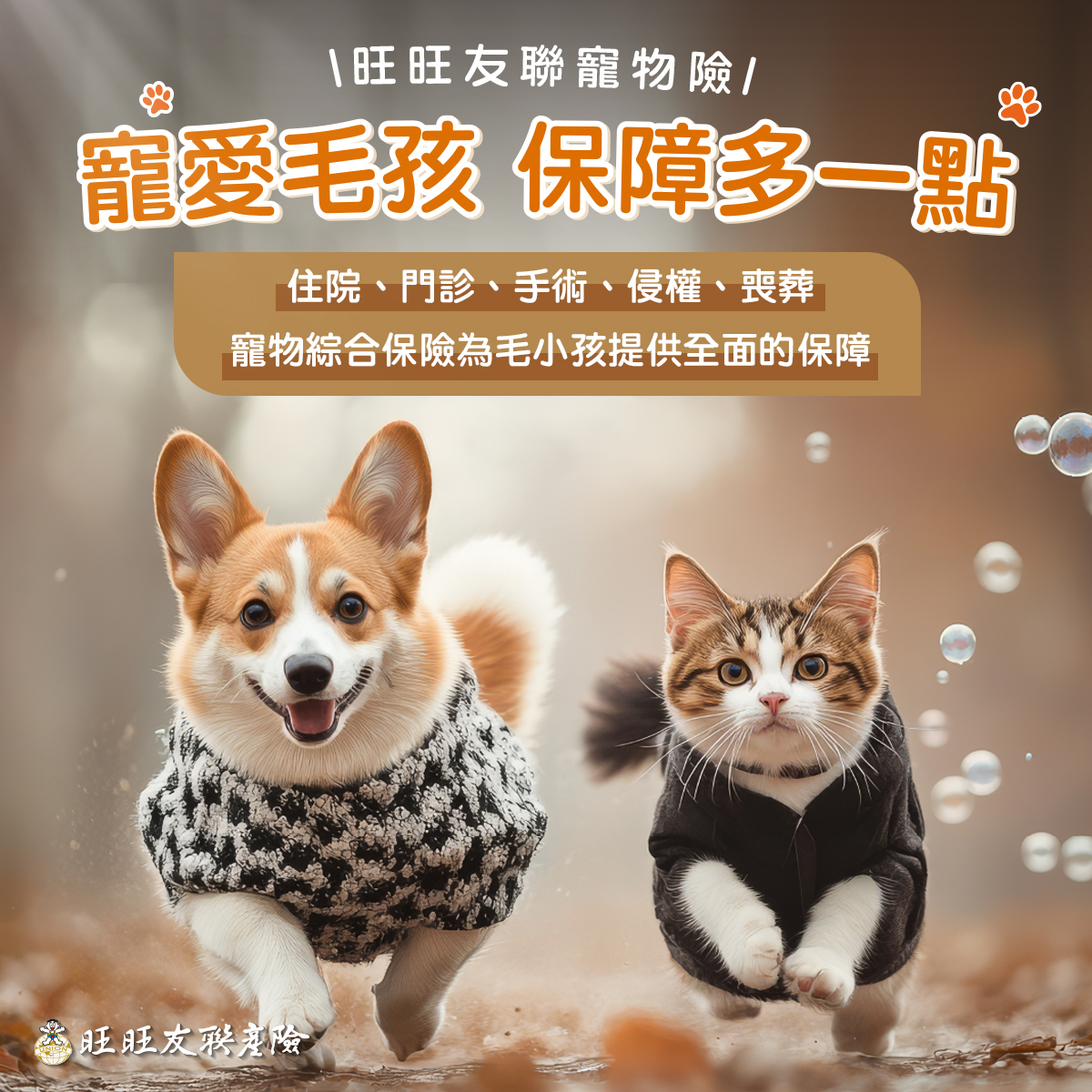 旺旺友聯提供完善的醫療保險後盾,讓飼主在面對昂貴的手術費時能大幅減輕醫療支出的負擔。(圖/旺旺友聯提供)